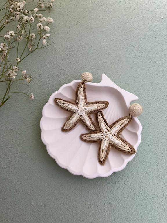 گوشواره رافیا طرح ستاره دریایی کد E101