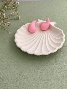 گوشواره سیلیکون طرح اشک رنگ صورتی کد E109