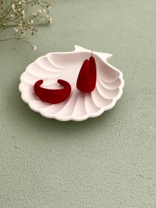 گوشواره سیلیکون نیم دایره رنگ قرمز کد E110