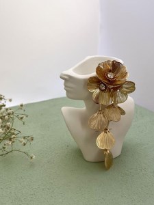 گوشواره توری گل آویزدار کد E118