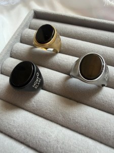 انگشتر مردانه استیل نگین بیضی عمودی کد R131