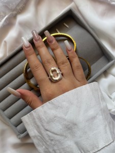 انگشتر زنانه آبکاری نقره کد R138