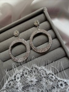 گوشواره جواهری طرح دایره کد E157
