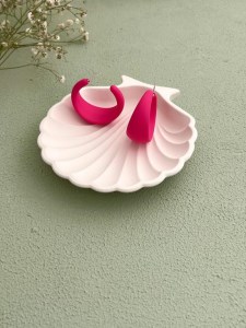 گوشواره سیلیکون نیم دایره رنگ سرخابی کد E127